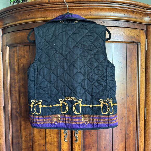 Lauren Ralph Lauren Vintage Equestrian Horse-Bit Reversible Quilted Vest P Large - Picture 3 of 8